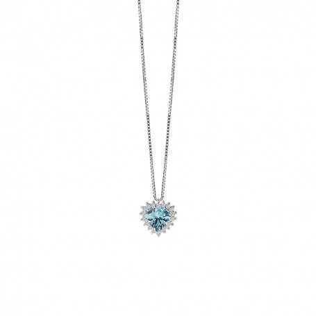Salvini Halskette mit Diamanten und Aquamarin im Herzen 20077276