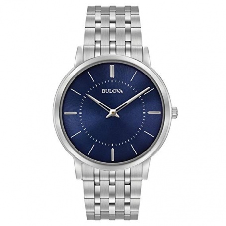 Bulovaultra slim steel watch blue indices luminova - 96A188