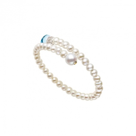 Mimì Lollipop Armband weiße Perlen mit blauem Topas und gelbem Saphir