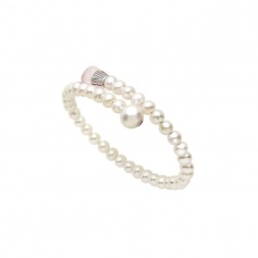Mimì Lollipop bracelet white pearls with rose quartz and sapphire