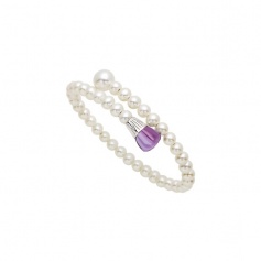 Mimì Lollipop Armband weiße Perlen mit Amethyst und rosa Saphir