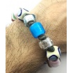 Moi Unico Armband mit Perlen aus blauem Weißgoldglas