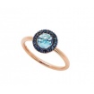 Mimì Happy Pink gold ring with sapphire pavé and central topaz