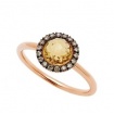 Mimì ring Happy rose gold with pavé diamonds and central citrine