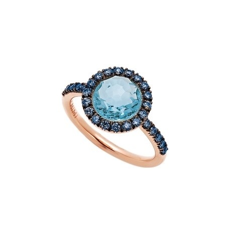 Mimì ring Happy rose gold with blue sapphire and blue topaz stem