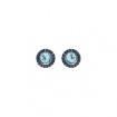 Mimì Happy pink gold earrings with blue topaz and blue sapphire pavé