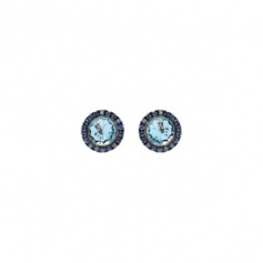Mimì Happy pink gold earrings with blue topaz and blue sapphire pavé