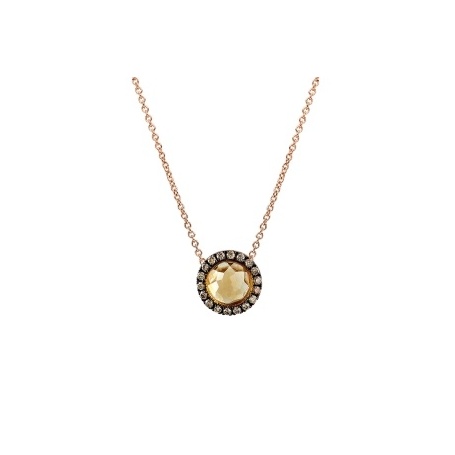 Mimì Happy rose gold necklace with diamonds pavé and central citrine
