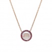 Mimì Fröhliche Roségold-Halskette mit violetten Perlen und rosa Saphiren