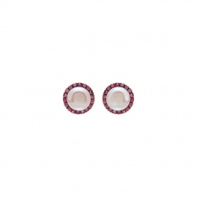 Mimì Happy rose gold earrings with purple pearl and pink sapphires