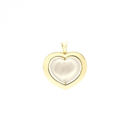 Gold and white quartzite Giulietta and Romeo heart pendant