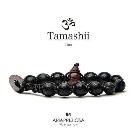 Tamashii bracelet Onyx opaque Mantra black cord novelty