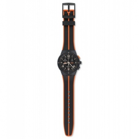 Swatch orologio Laserai crono nero arancio silicone - SUSA402