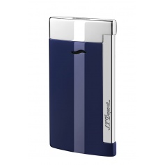 DuPont Feuerzeug Slim7 Linienfarbe Blau lackiert und Silber verchromt-027709