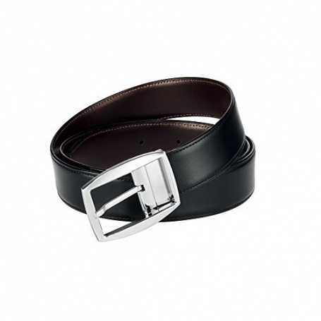Dupont leather belt shiny black and dark brown doubleface - 9470120