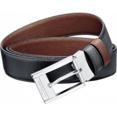 Belt man Dupont leather motif aged black brown doubleface