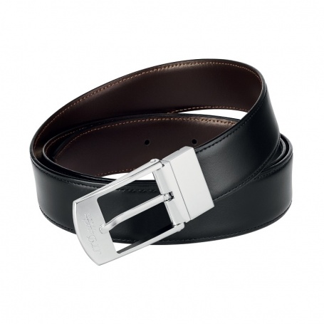 Dupont leather belt in black marri leather doubleface elegant