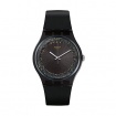 Swatch Uhr Darksparkles Silikon schwarz mit Swarovski-Grau - SUOB156