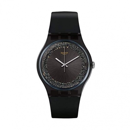 Swatch orologio Darksparkles silicone nero con swarovski grigi - SUOB156
