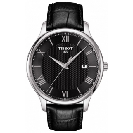 Tissot Tradition Uhr aus schwarzem Leder T0636101605800