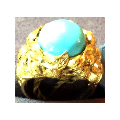 Goldener Ring mit Türkis-AOT665