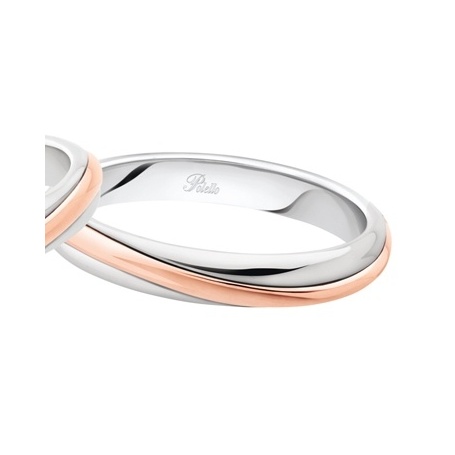 Polello Alba d'Amore wedding ring in rose gold and white gold