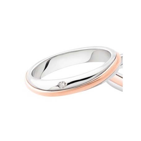 Polello Alba d'Amore wedding ring in rose gold, white and diamonds