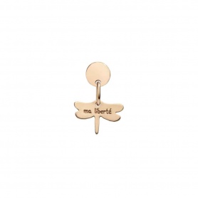 Queriot Ma Liberté earring in pink gold with dragonfly
