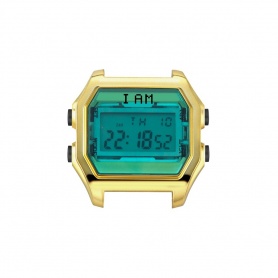 I AM006-Digitaluhr für Damen aus grünem und goldfarbenem Stahl