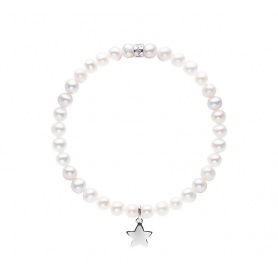 Bracciale Mimì elastica con perle bianche e stella LARGE