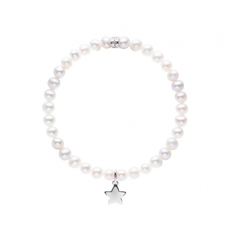 Bracciale Mimì elastica con perle bianche e stella LARGE