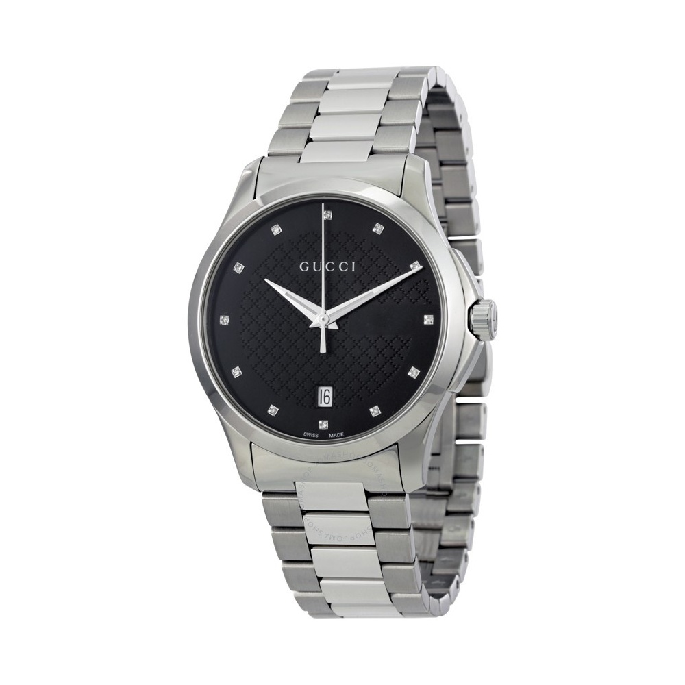 Anerkendelse krigerisk design Gucci G-Timeless Medium black watch and diamonds YA126457