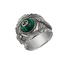 Unisex Gucci Ring mit grünem Stein und Schlangen - YBC499007001