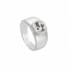 Unisex Gucci ring with silver GG logo - YBC479228001