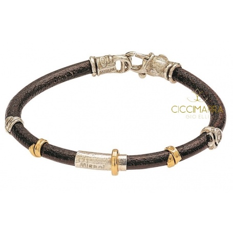 Misant bracelet, Grand Tour leather, gold and silver B2005