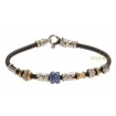 Misani bracelet Accenti leather jewels with gold, silver and kyanite