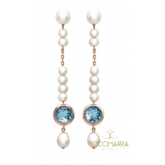 Mimì Happy long pendant earrings with topaz and pearls