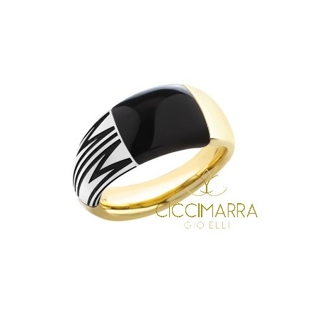 Mimì Tam Tam ring wide band in gold with onyx