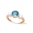 Mimì Happy ring in gold with blue topaz and pearls
