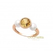 Mimì Happy gold ring with citrine quartz and pearls