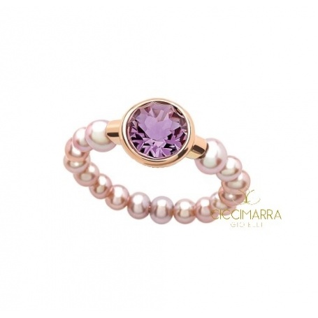 Mimì Happy ring with amethyst and lilac pearls
