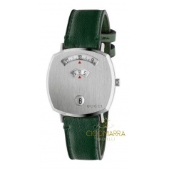 Gucci Grip Damenuhr aus grünem Leder - YA157406