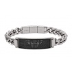 Emporio Armani men's steel bracelet with black central plate