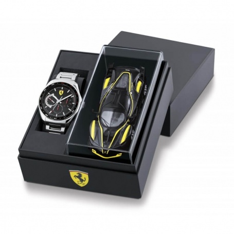 Scuderia Ferrari Speedmetal watch with steel chronograph and toy car