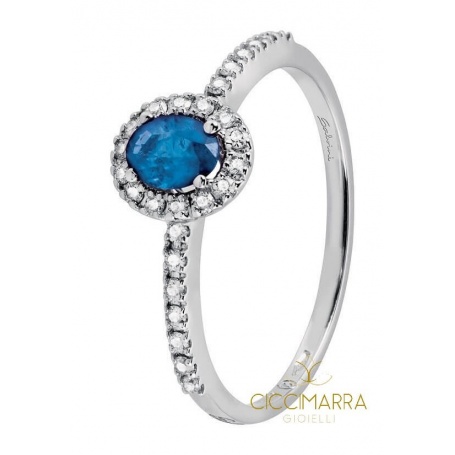 Small Salvini Dora ring with blue and brilliant sapphires