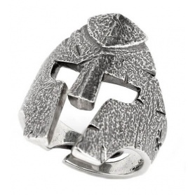 Aged silver Ellius Combat Helmet ring