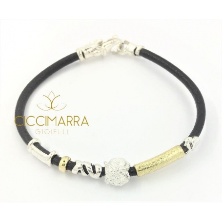Misani bracelet jewelery Leather accents with gold, silver