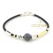 Misani bracelet jewelery Leather accents with gold, silver and Labradorite
