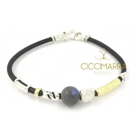 Misani bracelet jewelery Leather accents with gold, silver and Labradorite