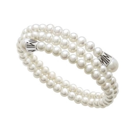 Mimì Lollipop bracelet with three strands of white and silver pearls